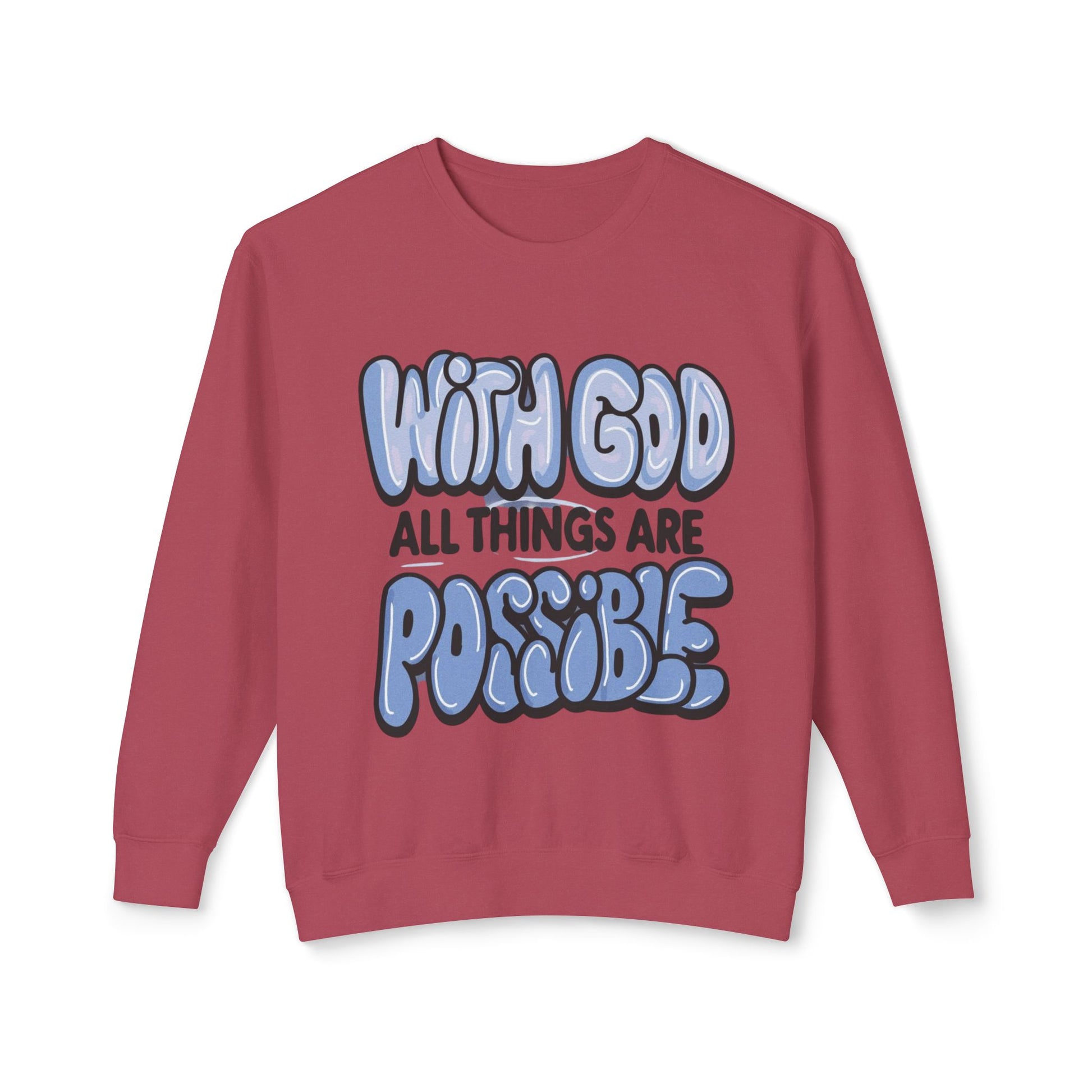 With God All Things Are Possible Lightweight Crewneck Sweatshirt - Daylight Drip