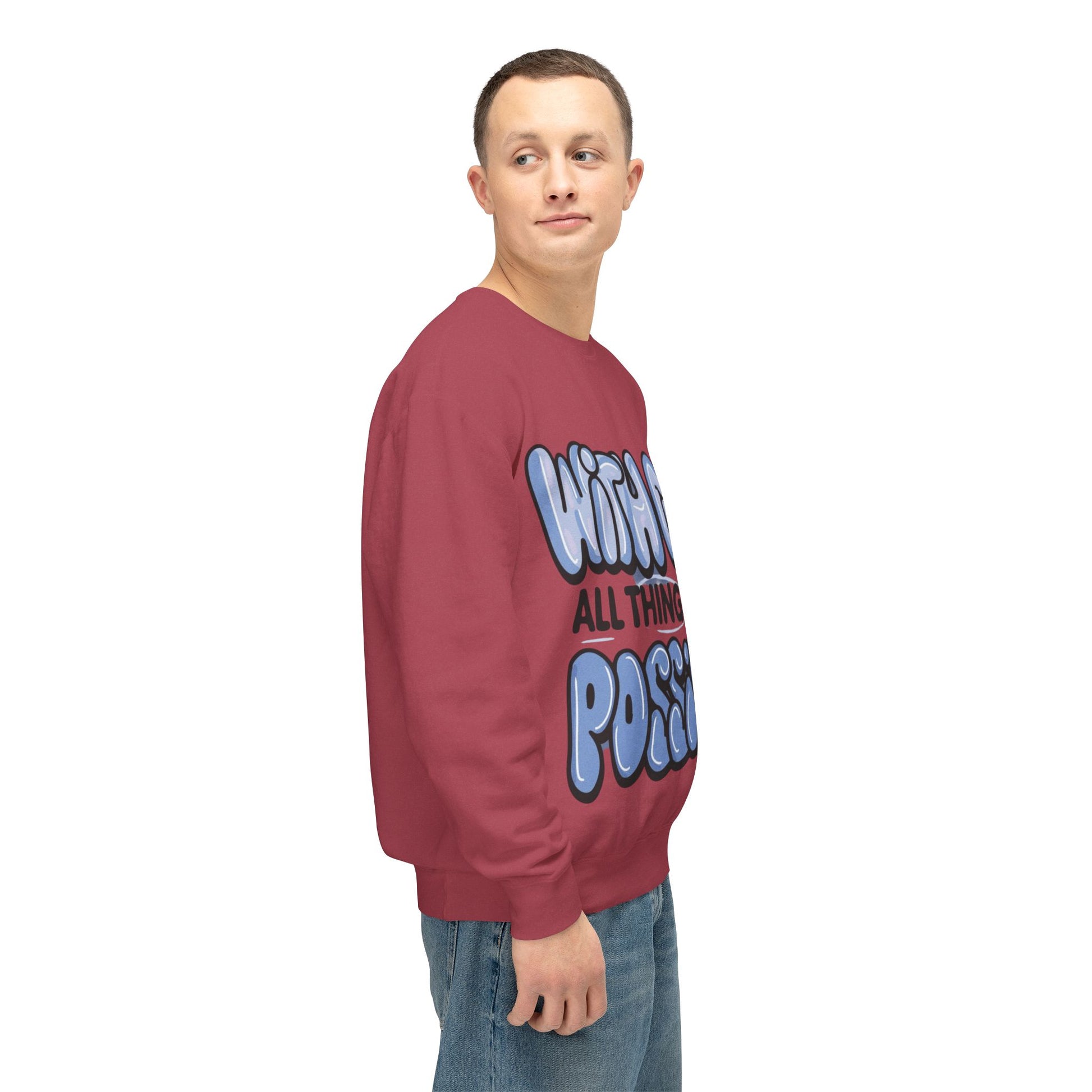 With God All Things Are Possible Lightweight Crewneck Sweatshirt - Daylight Drip