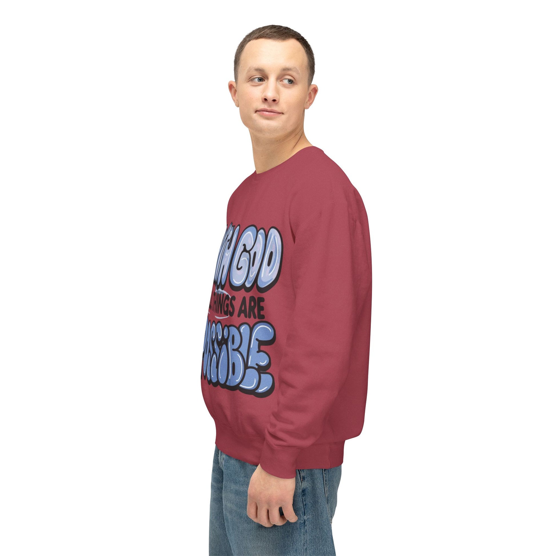 With God All Things Are Possible Lightweight Crewneck Sweatshirt - Daylight Drip