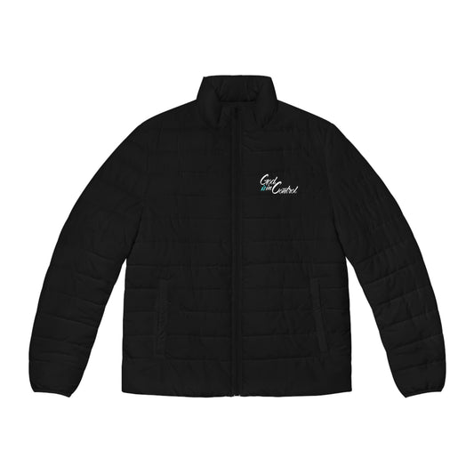 God is in Control Minimalist Men's Puffer Jacket - Daylight Drip