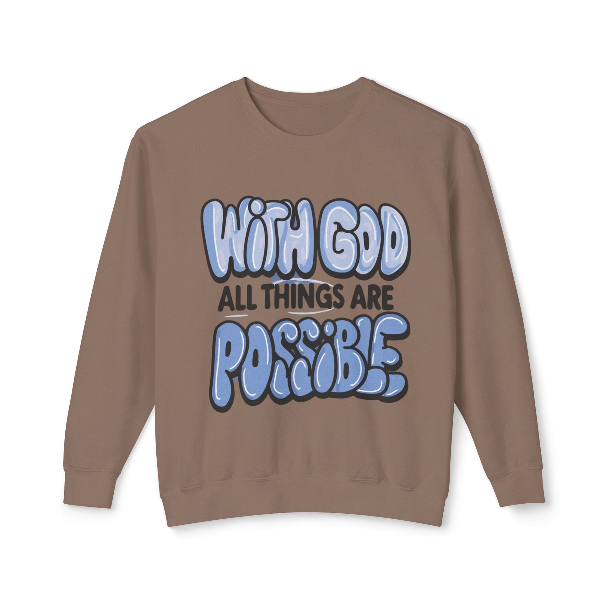 With God All Things Are Possible Lightweight Crewneck Sweatshirt - Daylight Drip