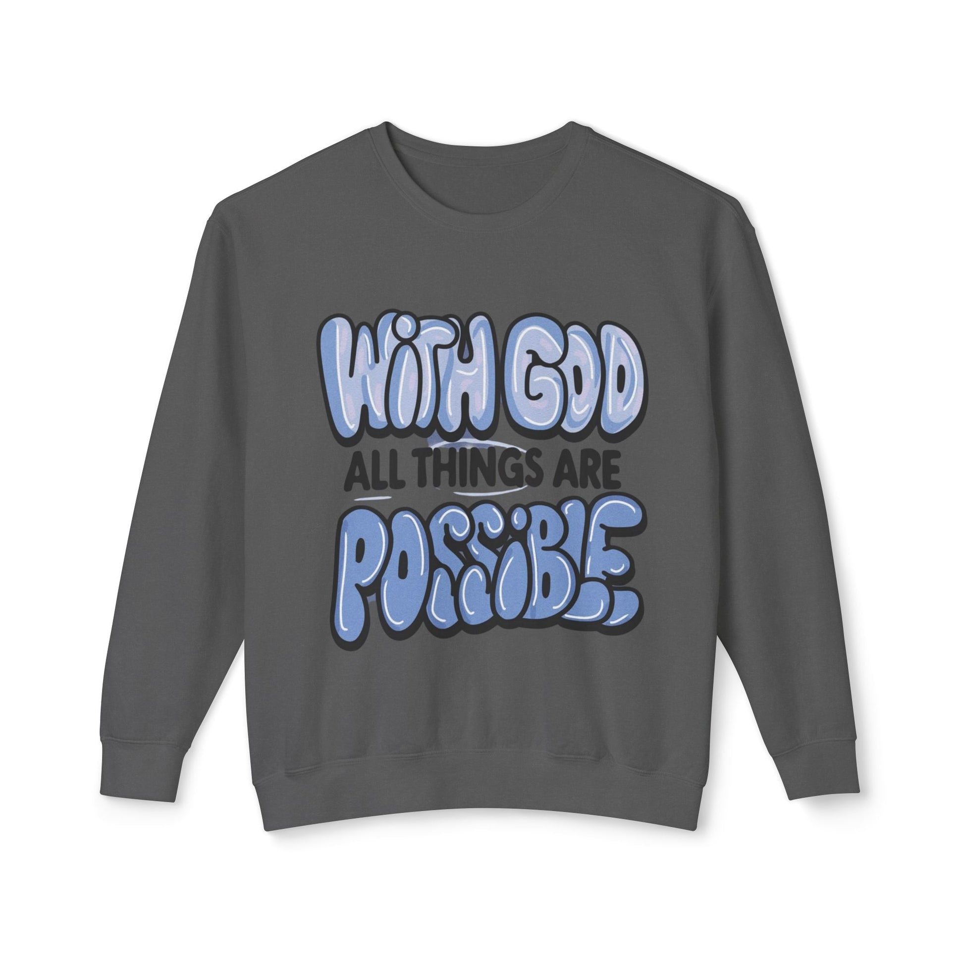 With God All Things Are Possible Lightweight Crewneck Sweatshirt - Daylight Drip