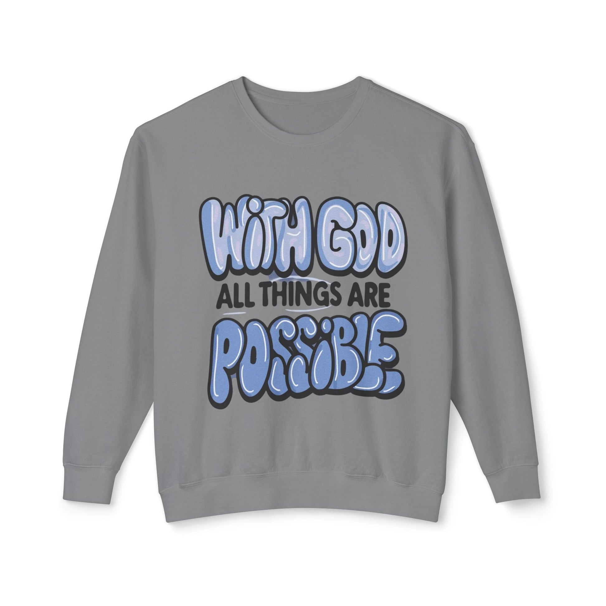 With God All Things Are Possible Lightweight Crewneck Sweatshirt - Daylight Drip